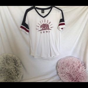 California T-Shirt. Red, Black, and Blue.